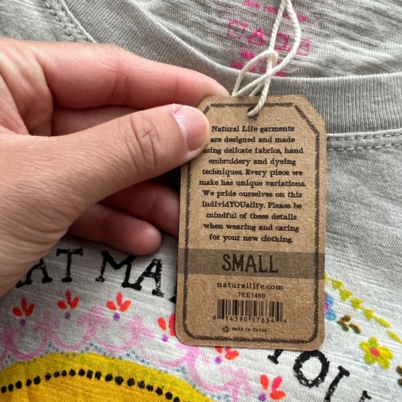 NWT NATURAL LIFE Boyfriend Tee Shirt - Do What Makes You Happy Size S - Picture 3 of 8